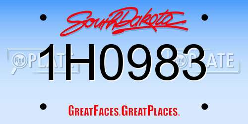 1H0983 South Dakota License Plate