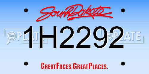 1H2292 South Dakota License Plate