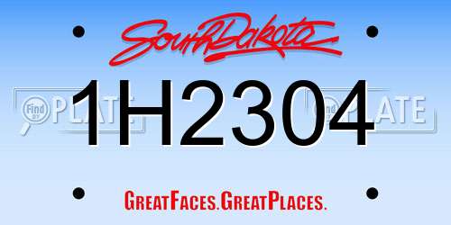 1H2304 South Dakota License Plate