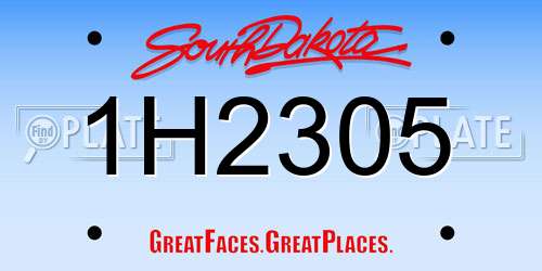 1H2305 South Dakota License Plate