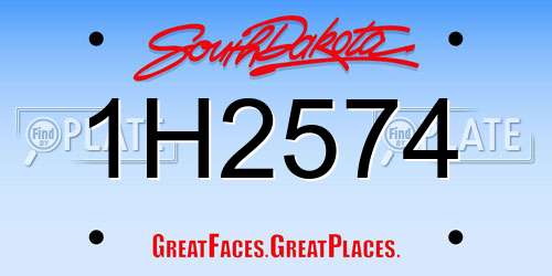 1H2574 South Dakota License Plate