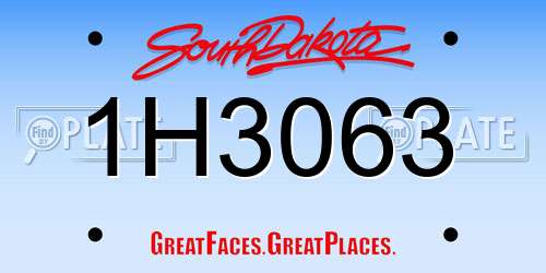 1H3063 South Dakota License Plate