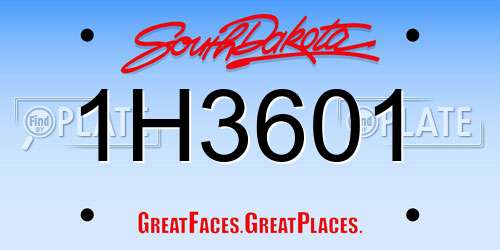 1H3601 South Dakota License Plate