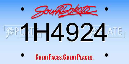 1H4924 South Dakota License Plate