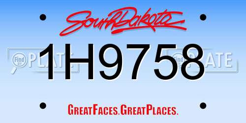 1H9758 South Dakota License Plate