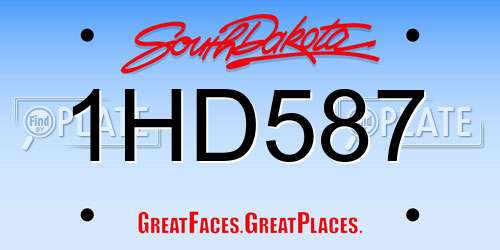 1HD587 South Dakota License Plate
