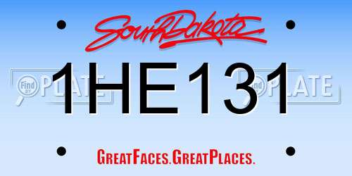 1HE131 South Dakota License Plate