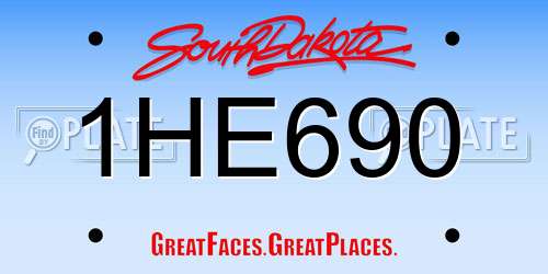 1HE690 South Dakota License Plate