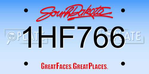 1HF766 South Dakota License Plate