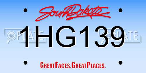 1HG139 South Dakota License Plate