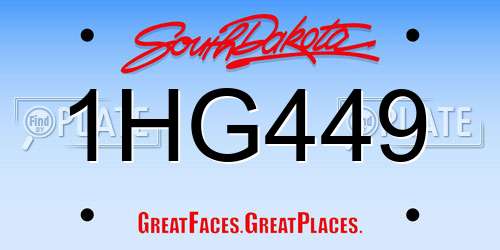 1HG449 South Dakota License Plate
