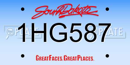 1HG587 South Dakota License Plate