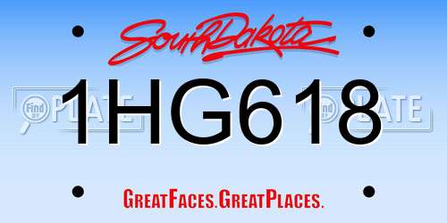 1HG618 South Dakota License Plate