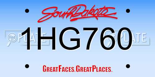1HG760 South Dakota License Plate