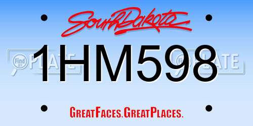 1HM598 South Dakota License Plate