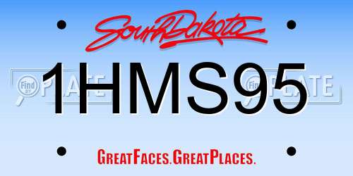 1HMS95 South Dakota License Plate