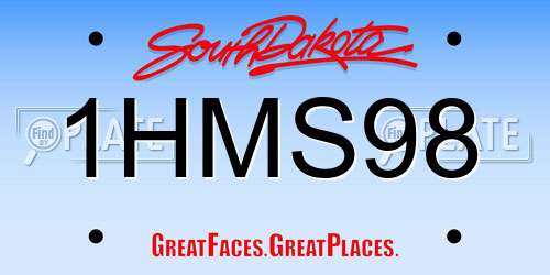 1HMS98 South Dakota License Plate