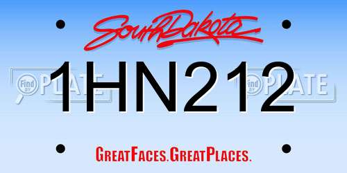 1HN212 South Dakota License Plate