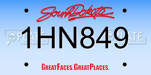 1HN849 South Dakota License Plate