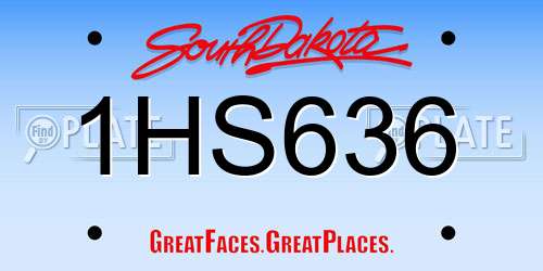 1HS636 South Dakota License Plate