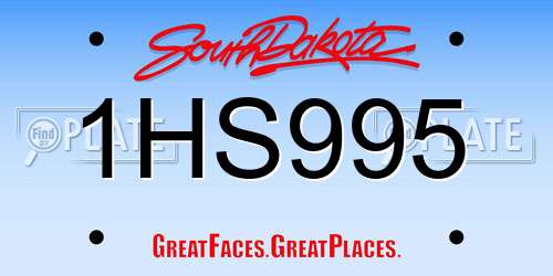 1HS995 South Dakota License Plate