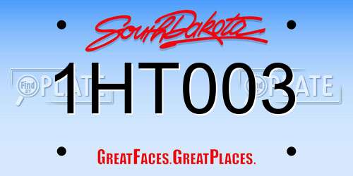 1HT003 South Dakota License Plate