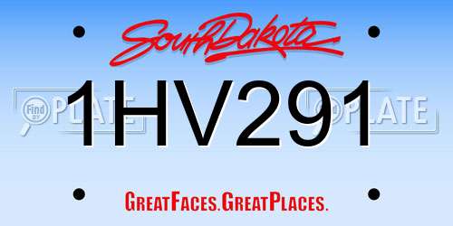 1HV291 South Dakota License Plate