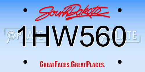 1HW560 South Dakota License Plate