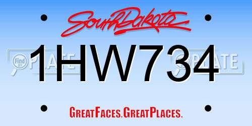 1HW734 South Dakota License Plate