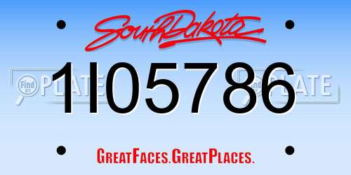 1I05786 South Dakota License Plate