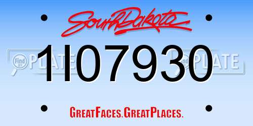 1I07930 South Dakota License Plate