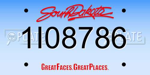 1I08786 South Dakota License Plate