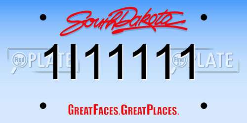 1I11111 South Dakota License Plate