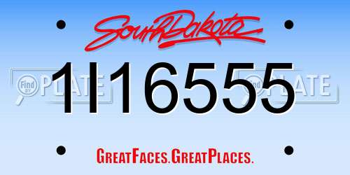 1I16555 South Dakota License Plate