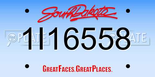 1I16558 South Dakota License Plate