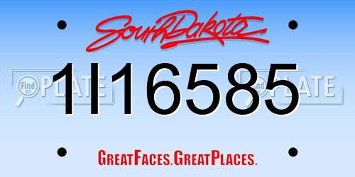 1I16585 South Dakota License Plate