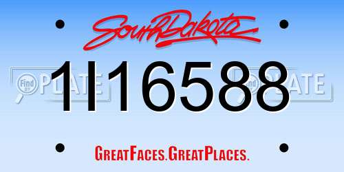 1I16588 South Dakota License Plate