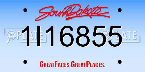 1I16855 South Dakota License Plate