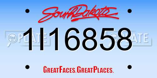1I16858 South Dakota License Plate