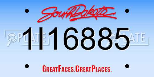 1I16885 South Dakota License Plate