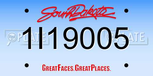 1I19005 South Dakota License Plate