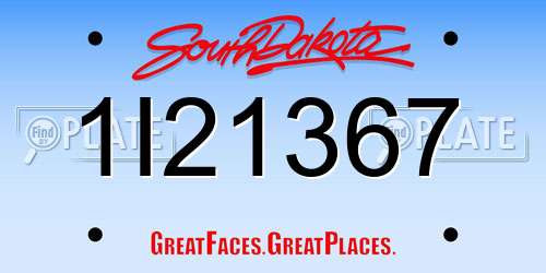 1I21367 South Dakota License Plate