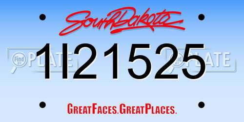 1I21525 South Dakota License Plate