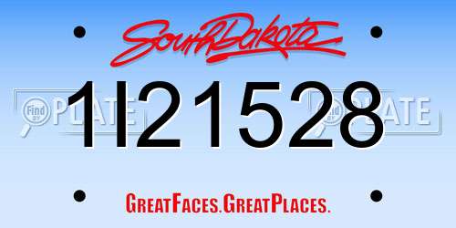 1I21528 South Dakota License Plate