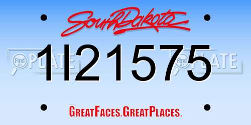 1I21575 South Dakota License Plate