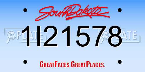 1I21578 South Dakota License Plate