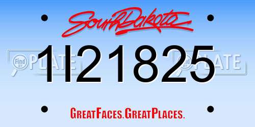 1I21825 South Dakota License Plate