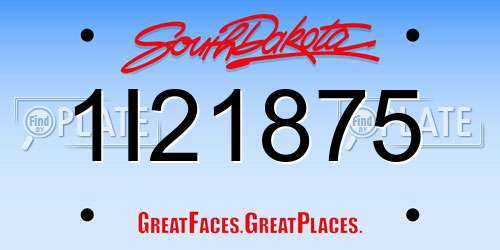 1I21875 South Dakota License Plate