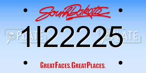 1I22225 South Dakota License Plate