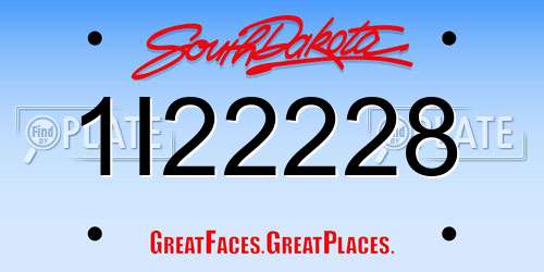 1I22228 South Dakota License Plate